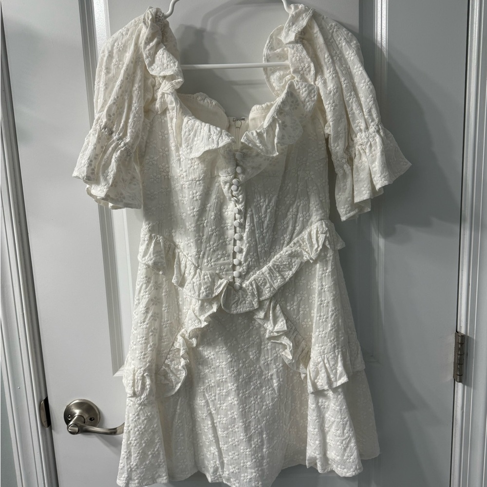 Sabo Skirt White Ruffle Mini Arian Dress